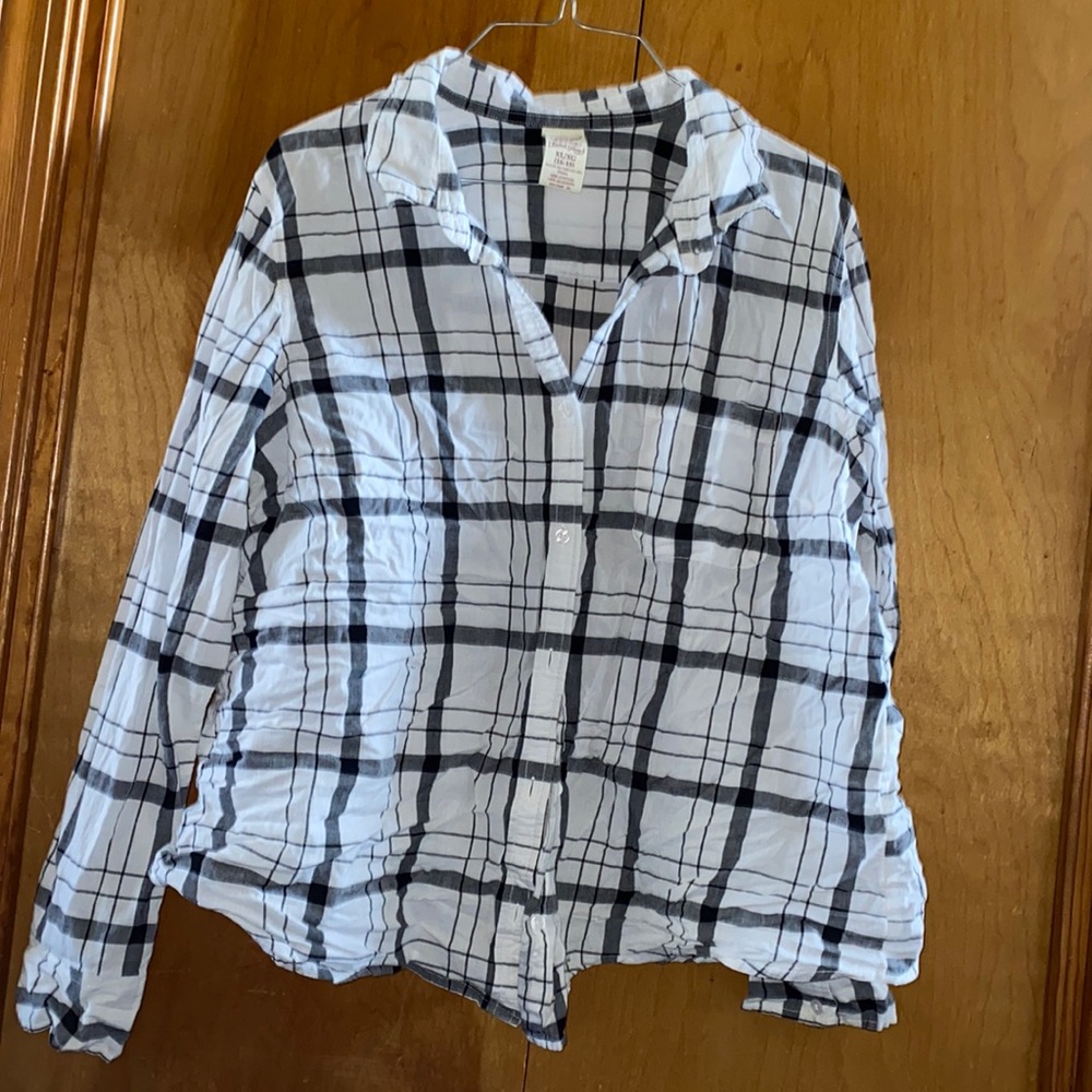 Black and White Plaid Button Up